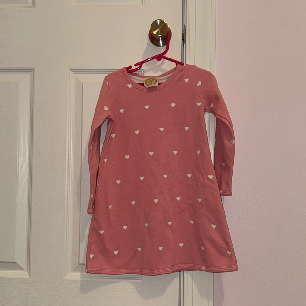 Beaufort Bonnet long sleeve Polly play dress pink hearts size 7 Valentines